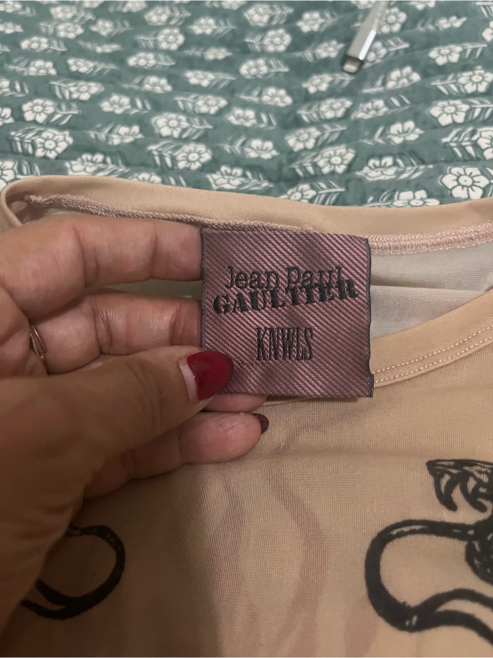 Jean Paul Gaultier Beige Top with Black Print - Picture 3 of 10